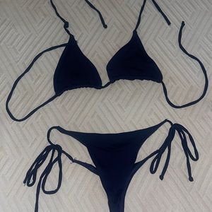 Navy blue thong swimsuit